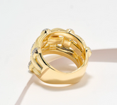 David Markstein Sterling Silver CZ Accented Graduated Basket Gold Clad Ring, Size 10